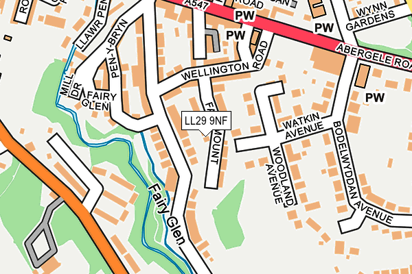 LL29 9NF map - OS OpenMap – Local (Ordnance Survey)
