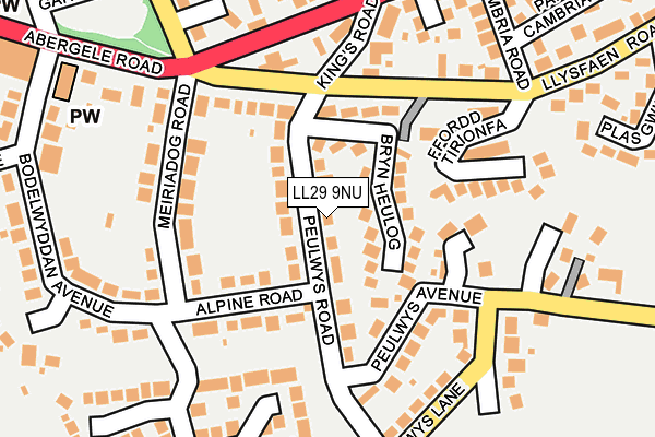 LL29 9NU map - OS OpenMap – Local (Ordnance Survey)