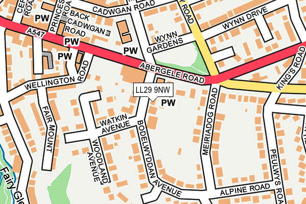 LL29 9NW map - OS OpenMap – Local (Ordnance Survey)