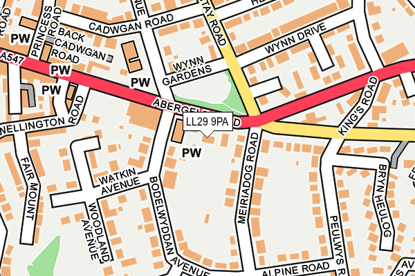 LL29 9PA map - OS OpenMap – Local (Ordnance Survey)