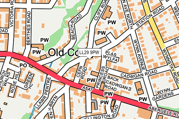 LL29 9PW map - OS OpenMap – Local (Ordnance Survey)