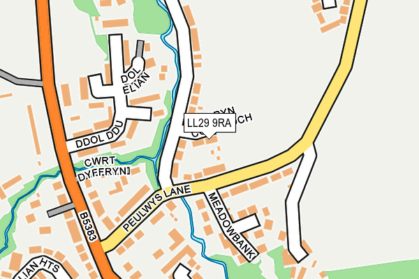 LL29 9RA map - OS OpenMap – Local (Ordnance Survey)