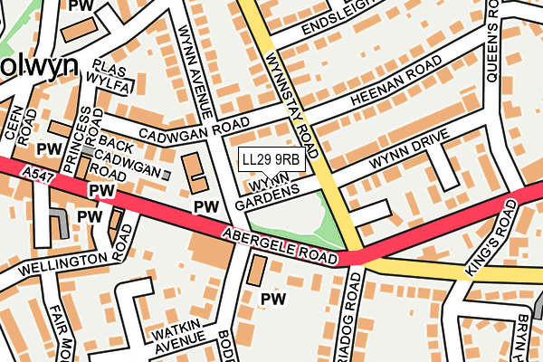 LL29 9RB map - OS OpenMap – Local (Ordnance Survey)