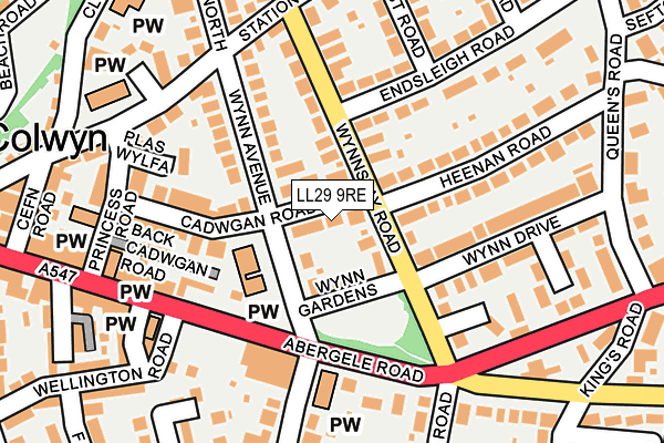 LL29 9RE map - OS OpenMap – Local (Ordnance Survey)