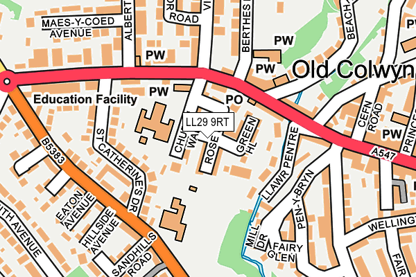LL29 9RT map - OS OpenMap – Local (Ordnance Survey)