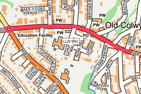 LL29 9RU map - OS OpenMap – Local (Ordnance Survey)
