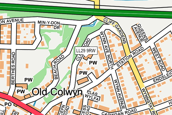 LL29 9RW map - OS OpenMap – Local (Ordnance Survey)
