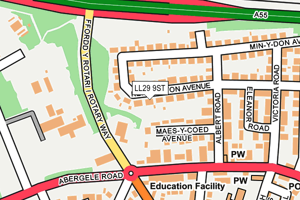 LL29 9ST map - OS OpenMap – Local (Ordnance Survey)