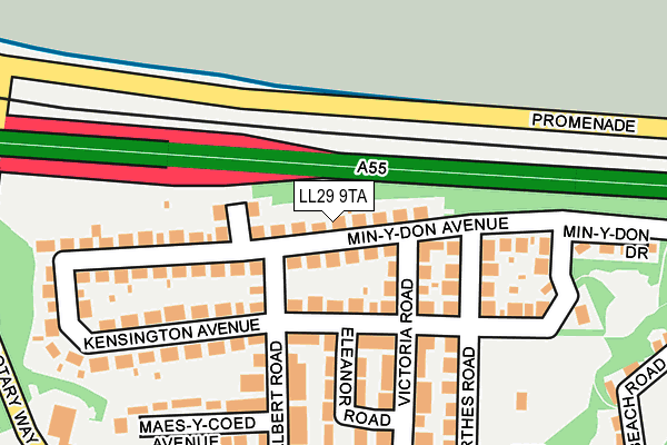 LL29 9TA map - OS OpenMap – Local (Ordnance Survey)