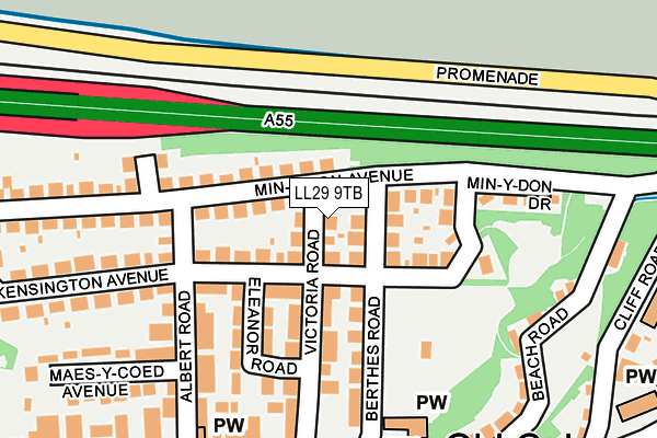 LL29 9TB map - OS OpenMap – Local (Ordnance Survey)