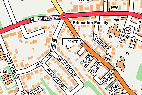LL29 9TP map - OS OpenMap – Local (Ordnance Survey)