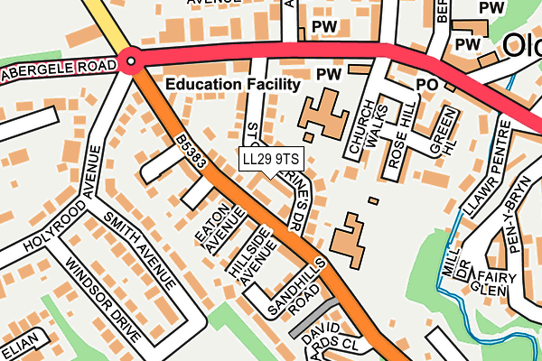 LL29 9TS map - OS OpenMap – Local (Ordnance Survey)