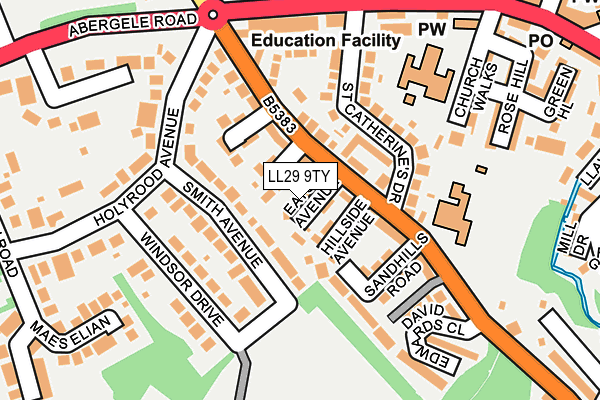 LL29 9TY map - OS OpenMap – Local (Ordnance Survey)