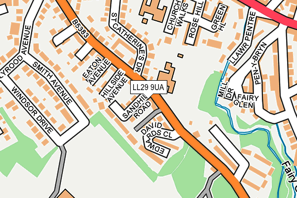 LL29 9UA map - OS OpenMap – Local (Ordnance Survey)