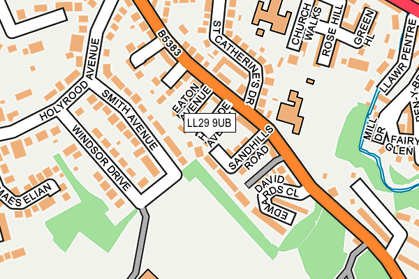 LL29 9UB map - OS OpenMap – Local (Ordnance Survey)