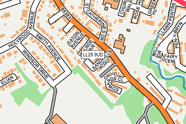 LL29 9UD map - OS OpenMap – Local (Ordnance Survey)