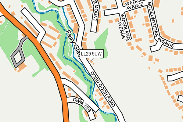 LL29 9UW map - OS OpenMap – Local (Ordnance Survey)
