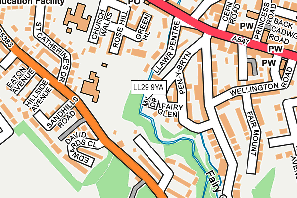 LL29 9YA map - OS OpenMap – Local (Ordnance Survey)