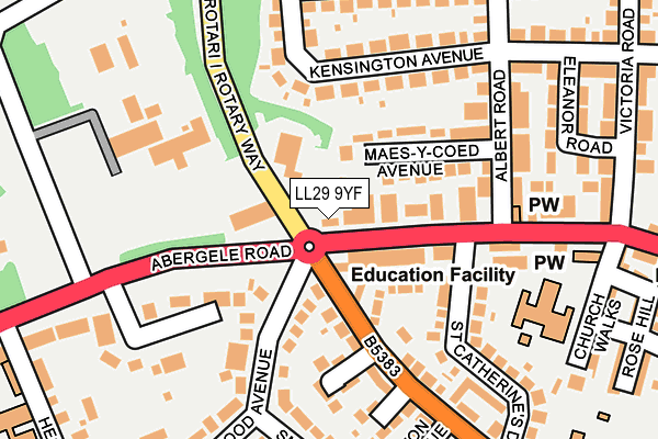 LL29 9YF map - OS OpenMap – Local (Ordnance Survey)