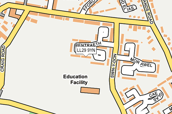 LL29 9YN map - OS OpenMap – Local (Ordnance Survey)