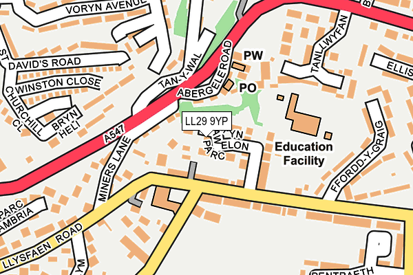 LL29 9YP map - OS OpenMap – Local (Ordnance Survey)