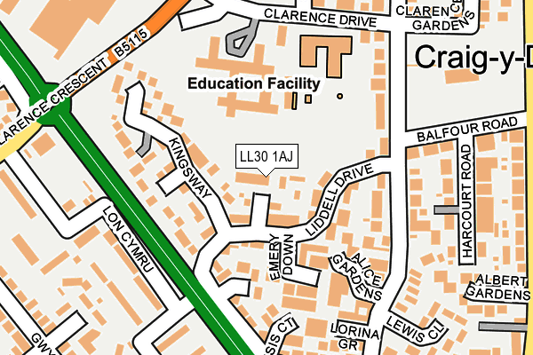 LL30 1AJ map - OS OpenMap – Local (Ordnance Survey)