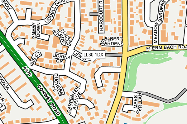 LL30 1DX map - OS OpenMap – Local (Ordnance Survey)