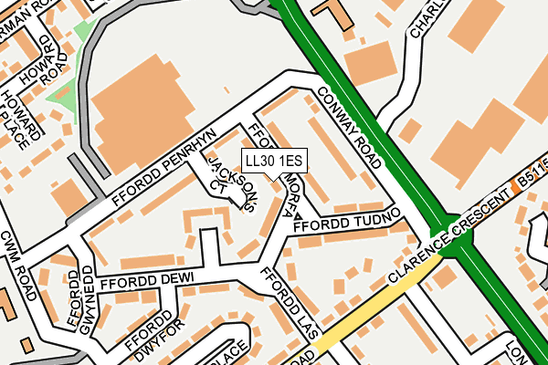 LL30 1ES map - OS OpenMap – Local (Ordnance Survey)