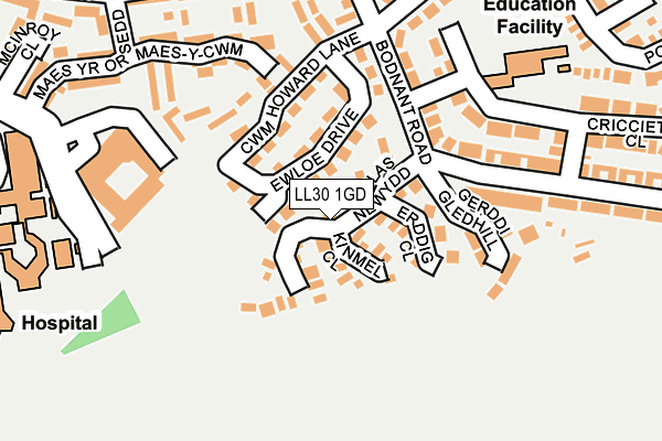 LL30 1GD map - OS OpenMap – Local (Ordnance Survey)