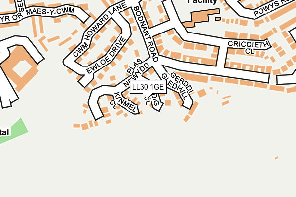 LL30 1GE map - OS OpenMap – Local (Ordnance Survey)