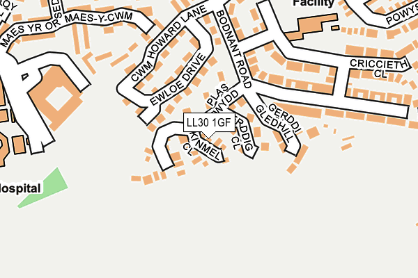 LL30 1GF map - OS OpenMap – Local (Ordnance Survey)