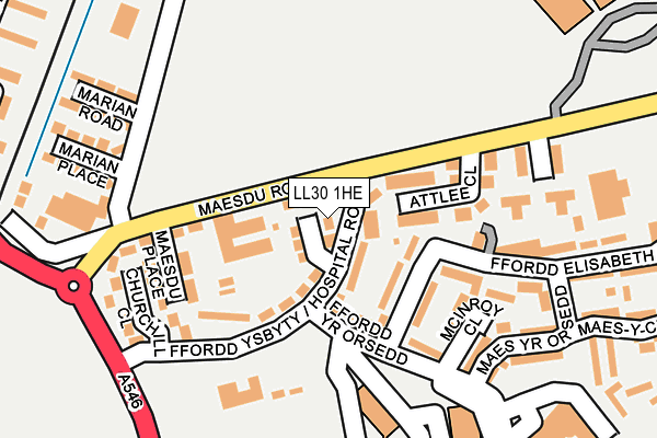 LL30 1HE map - OS OpenMap – Local (Ordnance Survey)