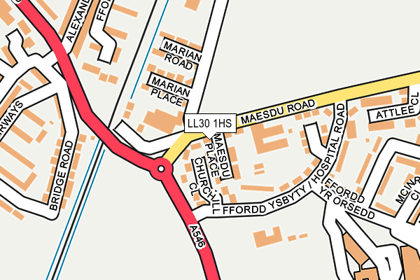 LL30 1HS map - OS OpenMap – Local (Ordnance Survey)