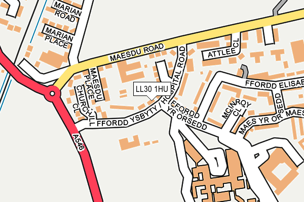 LL30 1HU map - OS OpenMap – Local (Ordnance Survey)