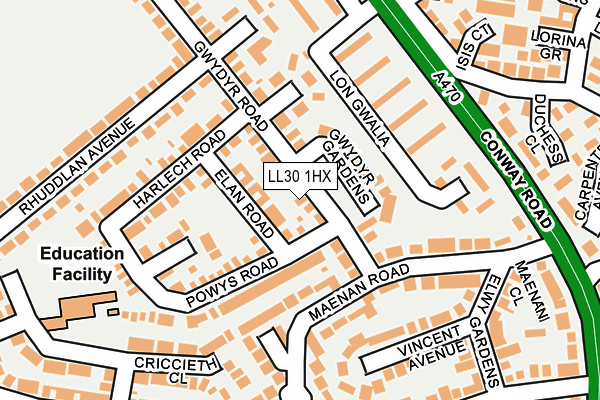 LL30 1HX map - OS OpenMap – Local (Ordnance Survey)