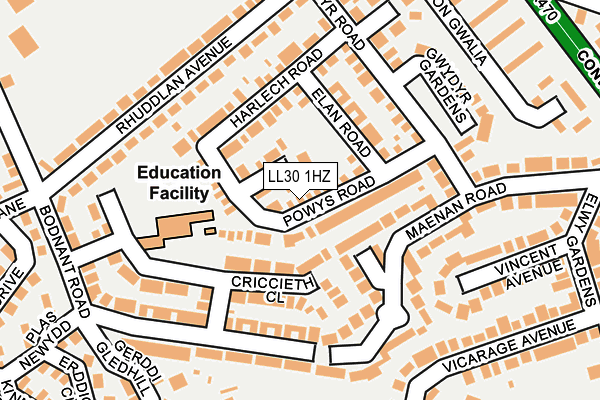 LL30 1HZ map - OS OpenMap – Local (Ordnance Survey)