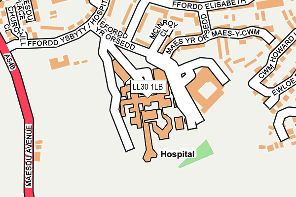 LL30 1LB map - OS OpenMap – Local (Ordnance Survey)