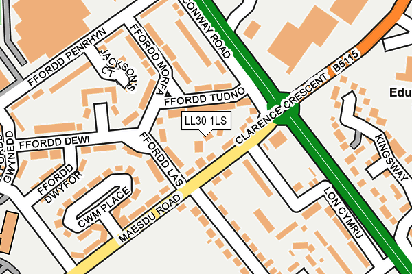 LL30 1LS map - OS OpenMap – Local (Ordnance Survey)