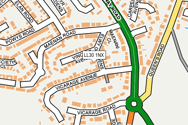 LL30 1NX map - OS OpenMap – Local (Ordnance Survey)