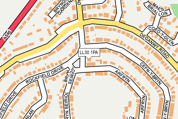 LL30 1PA map - OS OpenMap – Local (Ordnance Survey)
