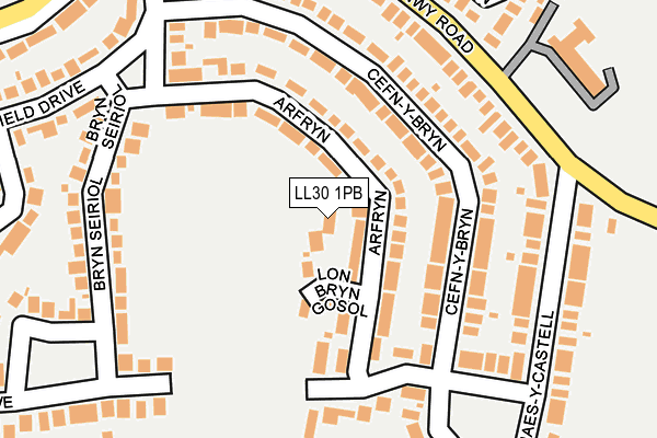 LL30 1PB map - OS OpenMap – Local (Ordnance Survey)
