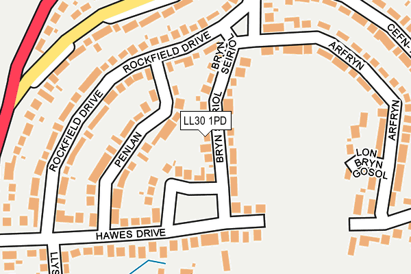 LL30 1PD map - OS OpenMap – Local (Ordnance Survey)