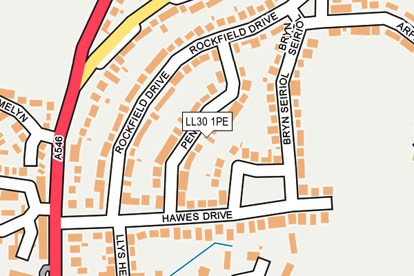 LL30 1PE map - OS OpenMap – Local (Ordnance Survey)