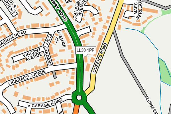 LL30 1PP map - OS OpenMap – Local (Ordnance Survey)