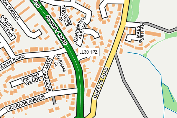 LL30 1PZ map - OS OpenMap – Local (Ordnance Survey)