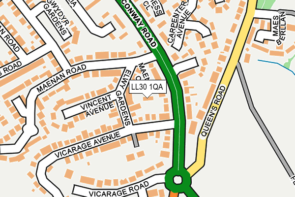LL30 1QA map - OS OpenMap – Local (Ordnance Survey)