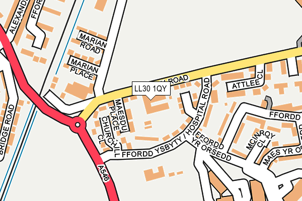 LL30 1QY map - OS OpenMap – Local (Ordnance Survey)