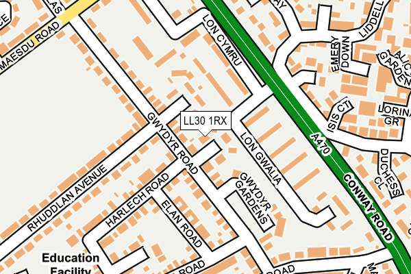 LL30 1RX map - OS OpenMap – Local (Ordnance Survey)