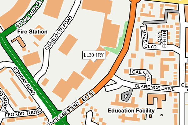 LL30 1RY map - OS OpenMap – Local (Ordnance Survey)