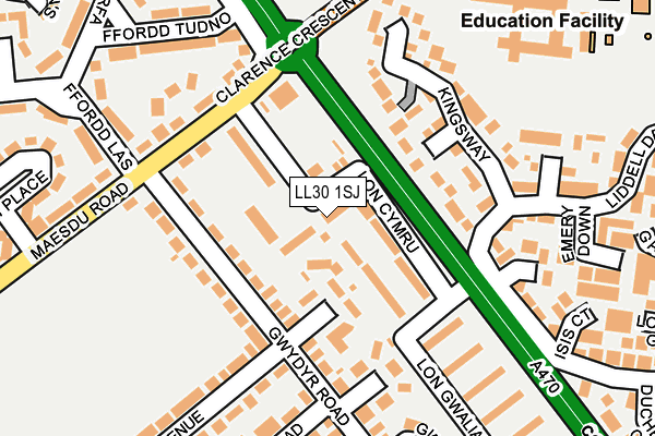LL30 1SJ map - OS OpenMap – Local (Ordnance Survey)